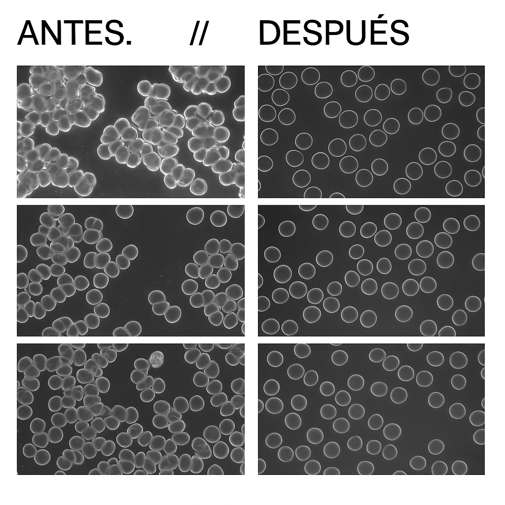 sangre microscopio antes y después